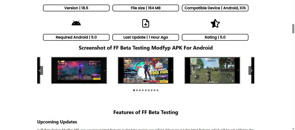 FF Beta Testing Modfyp APK For PC 2